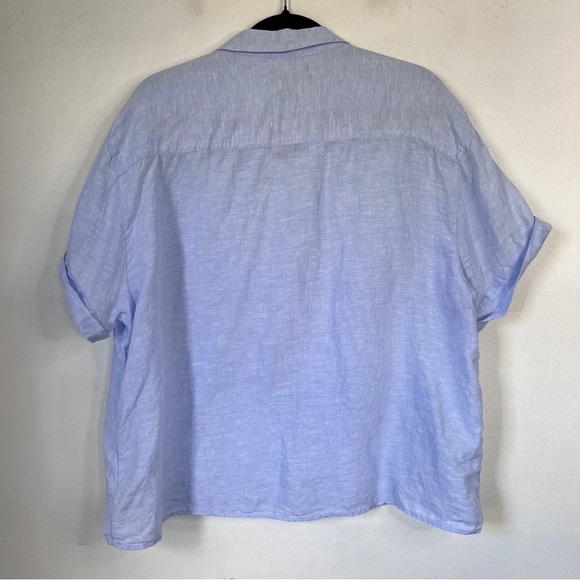 Tahari 100% Linen Boxy Short Sleeve Shirt Women's XL Casual Coastal Summer - Picture 2 of 8